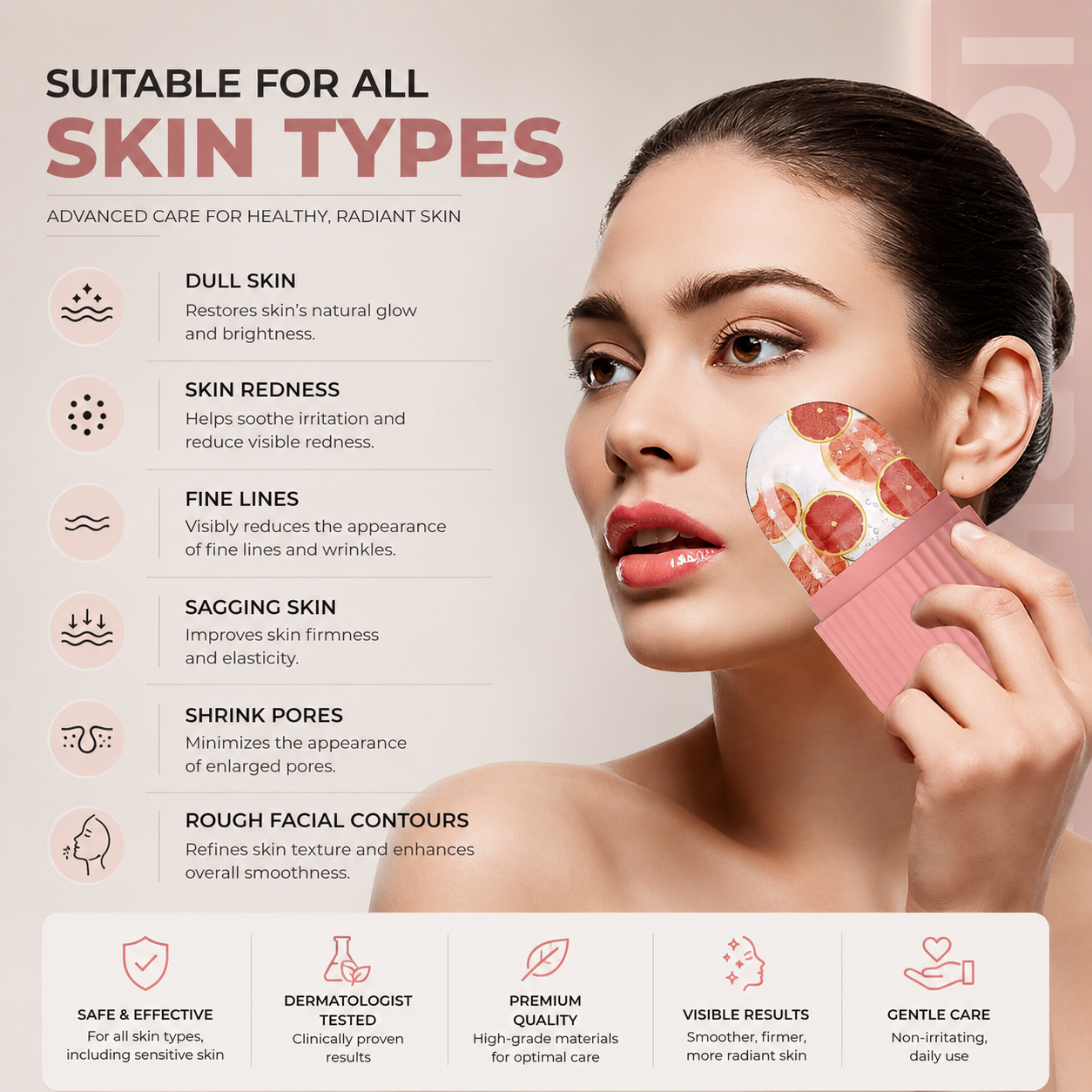 Professional Age-Defying Dermatology Care Ice Roller