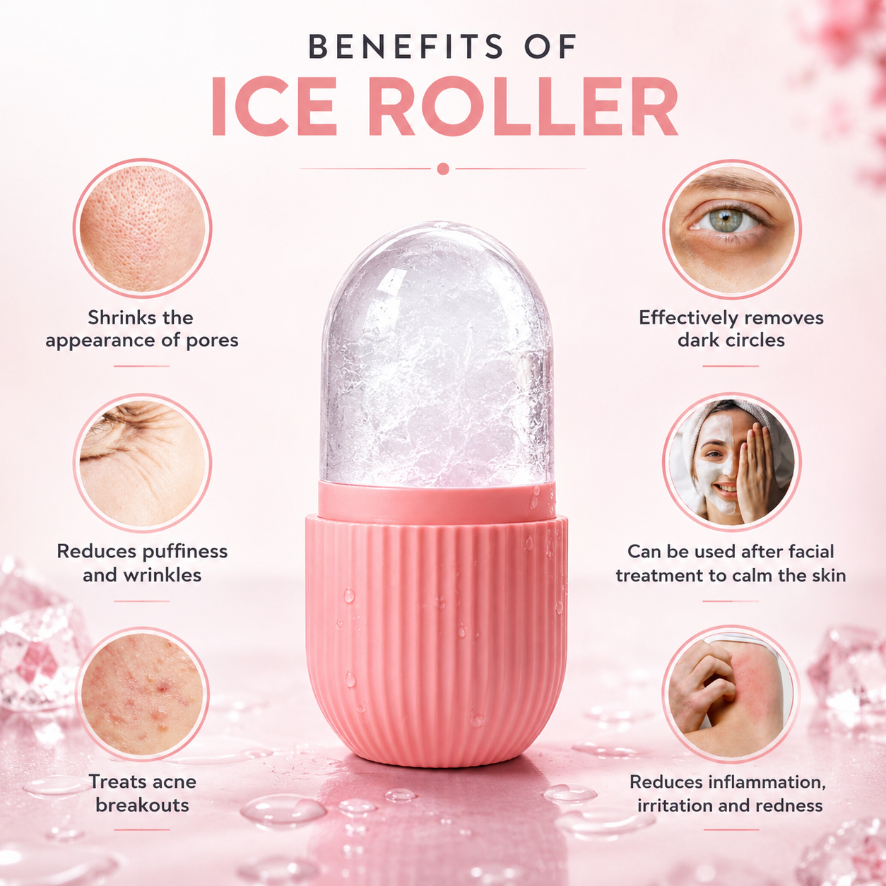 Professional Age-Defying Dermatology Care Ice Roller